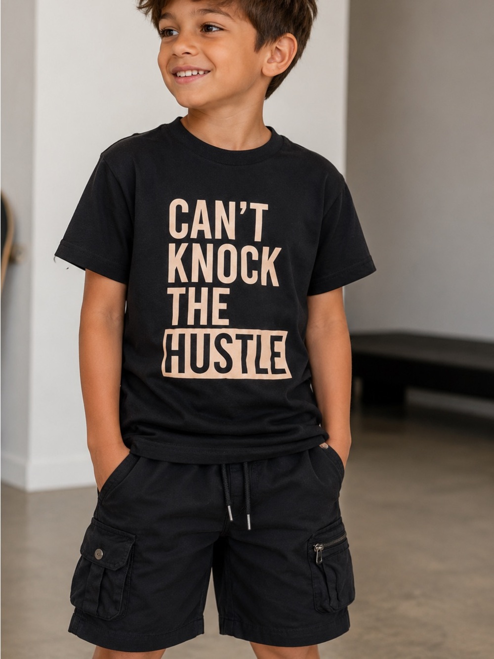 Kids Black Graphic T-Shirt ootd